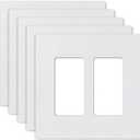 ELEGRP 2-Gang Screwless Decorative Wall Plates, Mid-Size 4.88" height x 4.94" length Unbreakable Thermoplastic Faceplate Cover for Decorator Receptacle Outlet & Switch, UL Listed (5 Pack, Matte White)