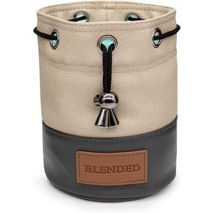Golf Valuables Pouch,Bucket Waist Design Golf Pouch Bag with Drawstrings Golf Tee Bag Pouch Leather for Men Women Khaki