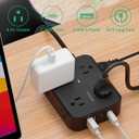 Extension Cord 20 FT, Surge Protector Power Strip with 8 Wide Outlets 4 USB Ports, Flat Plug, Mounted, Overload Protection, Indoor Home Office Apartment Dorm Room Essentials