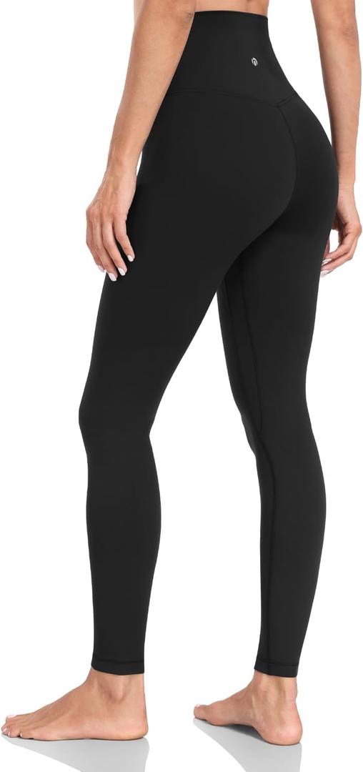 HeyNuts Yoga Pro Leggings 28'', Light to Medium Support, Buttery Soft Lounge Yoga Pants Full Length (Small, Black)