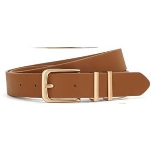XZQTIVE 1 Pack Women Belts For Jeans Dresses Pants Ladies Leather Waist Belt with Gold Buckle