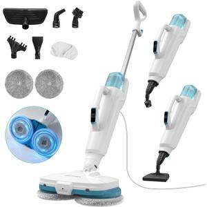 Steam Mop,10-in-1 Scrub Mop & Handheld Steamer,15s Heat-up,Multifunctional Electric Cleaner for Home Use,Hard Floor Cleaner,2 Modes,Led Light,Removable 500ML Water Tank,Carpets,Floors,Cars,Tiles,Crack