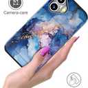 Compatible for iPhone 16 Plus Case Cute with Card Holder Shockproof Slim Slot Phone Wallet Cover for Women/Blue Pink Marble Natural Stone Swirls Painting Abstract
