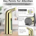 Convenient Automatic Soap Dispenser,4 Adjustable Levels Touchless Hand Sanitizer Pump with Infrared Sensor, 400 ml Countertop Electric Soap Dispenser for Bathroom,Kitchen (Gold)