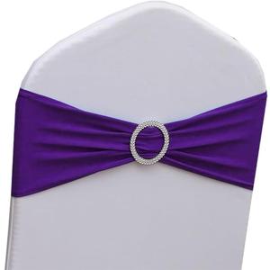 Spandex Purple Chair Sashes 50 Pack, Chair Bands with Buckle Slider for Wedding Party Folding Chairs Decor