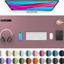 Aothia Leather Desk Pad Protector, Mouse Pad, Office Desk Mat, Non-Slip PU Leather Desk Blotter, Laptop Desk Pad, Waterproof Desk Writing Pad for Office and Home (Dark Pink,36" x 17")