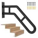 Handrail for Outdoor Grab Bar Frossvt Wall Mount Handrail, 25.8'' Garage, Porch, Garden 1 to 3 Steps Stairs Black