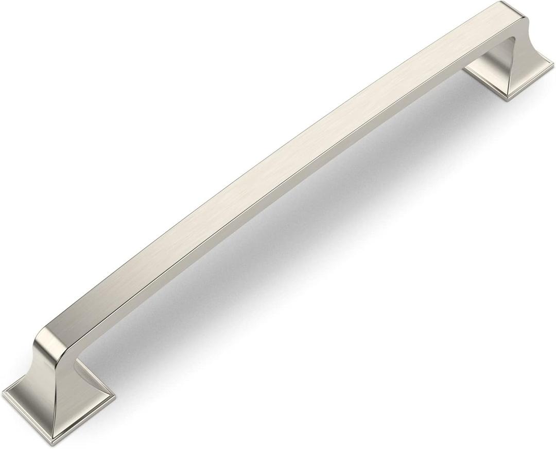 Amerdeco 10-Pack Brushed Satin Nickel Cabinet Hardware: 7 Inch(178mm) Hole Center Pulls for Bathroom, Kitchen & Dresser