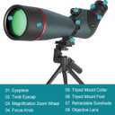 20-60x80 Spotting Scopes for Bird Watching, BAK4 Waterproof Spotting Scope for Wildlife Viewing Hiking Camping, HD Spotter Scope with Tripod Smartphone Holder and Carrying Bag