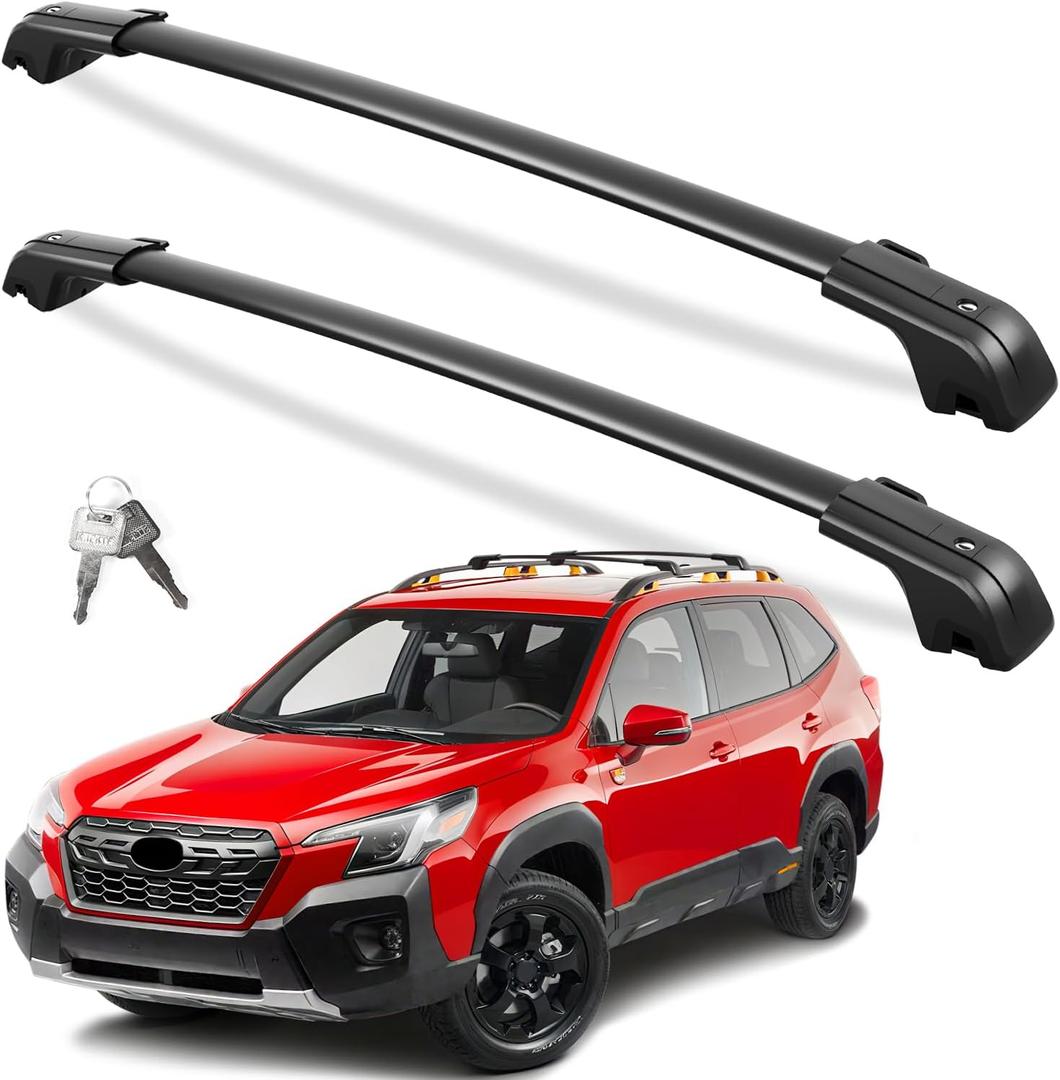 FengYu 330lbs Heavy Duty Lockable Roof Rack Cross Bars Compatible with Subaru Forester Wilderness 2022-2026, All-Metal Aluminum Roof Aluminum Roof Rails Crossbars Black Rooftop Cargo Luggage
