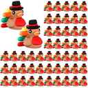 Gejoy 50 Pcs Thanksgiving Turkey Rubber Duck Toy 1.38 Inch Fall Figurines for School Classroom Gift Party Favors Home Table Decorations
