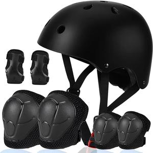 Kids Helmet, Toddler Adjustable Kids Ages 3-8 Years Old Boys Girls Multi-Sports Safety, Black with Pads 