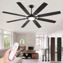 Fanbulous 72 Inch Black Ceiling Fans with 3CCT Lights and Remote, 24W