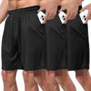 3 Pack Gym Basketball Mens Shorts - Quick Dry Black Workout Athletic Shorts with Pockets for Casual Running (S)