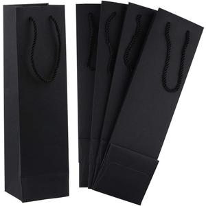 SDOOT Black Bags, 50 Pack - 3.7 x 3.5 x 13.8 Inch Kraft Paper Gift Bags with Handles for Christmas, New Year Celebrations