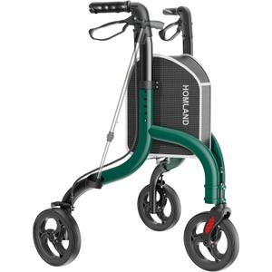 3 Wheel Walkers for Seniors, Foldable Wheeled Rollator with Cane Hold and Cup Hold, Lightweight Three Wheel Rolling Walker Height Adjustable for Seniors (Green)