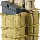 2 Packs Double Molle Mag Pouch 9mm/.40 Pistol Magazine Pouch and 5.56mm 7.62mm Rifle Mag Pouch Set Dual Stack Magazine Pouch Carrier