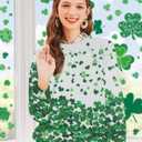 MYHALF St Patricks Day Sweatshirt Women Shamrock Long Sleeve Irish Festival Holiday Tee Short Sleeve Causal Top (White, L)