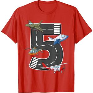 Little Pilot 5th Birthday Party 5 Five Year Old Airplane T-Shirt, 4T