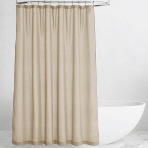 KGORGE Linen Shower Curtain - Semi Sheer Lightweight Button Hole Half Privacy Quick Dry Shower Curtains for Bathroom Bathtub Decor, Angora, 54 x 78 inches Long, Hooks Included