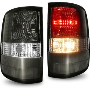 Smoked Tail Lights Pair with Bulbs, Compatible with Ford F-150 2004 2005 2006 2007 2008, Driver & Passenger Side Blackout Style Rear Lamps