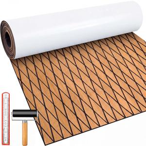 Duraaamo Boat Flooring EVA Foam 157"/ 118" x 47" Boat Decking Non Slip Marine Self Adhesive Carpet with Roller Ruler for Kayak Yacht Motorboat