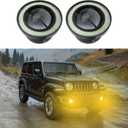 2PCS Angel Eye Halo Fog Lights for Cars, Universal Fog Lights, 2.5'' LED Super Bright High Power Fog Angel Eye Projector with Halo Rings, Daytime Light DRL Car Driving Bulbs Fit Car (Yellow)