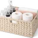 GRANNY SAYS Basket for Organizing, Wicker Storage Baskets for Shelves, Woven Baskets for Storage, Waterproof Shelf Baskets for Living Room, Rectangular Woven Basket with Handles, 1-Pack (Butter Milk), Size: 16 ½"L x 13"W x 7 ½"H