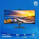 Philips 34E1C5600HE 34" UltraWide QHD 21:9 Monitor with Built-in Windows Hello Webcam & Noise Canceling Mic, USB-C Docking, Stereo Speakers, 100Hz, 4-Year Advance Replacement,Black