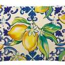 Lemon Italy Tile Lumbar Decorative Throw Pillow Cover 12 x 20, Rectangular Amalfi Coast Italian Capri Citrus Outdoor Home Decor, Summer Mediterranean Farmhouse Sofa Couch Cushion Case