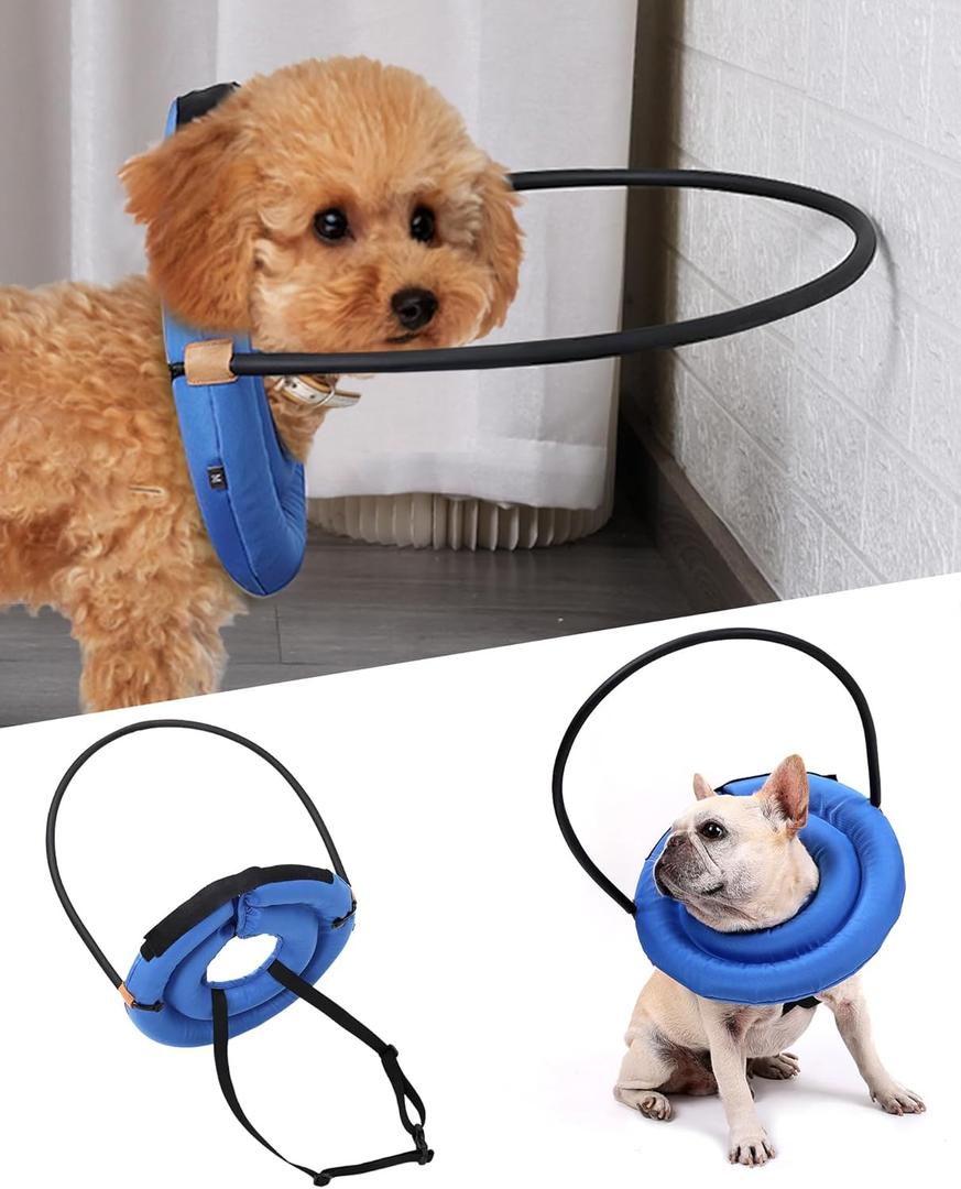 Blind Dog Bumper Halo, Harness Guiding Device for Dogs, Anti-Collision Ring for Protection & Confidence Building, Blue, Neck: 17.3 inches
