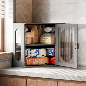 Corner Bread Box, Solid Wood Double Layer Adjustable Large Capacity, Farmhouse Vintage Kitchen Countertop Organizer with Acrylic Window, Gray Corner Bread Box, Solid Wood Double Layer Adjustable Large Capacity, Farmhouse Vintage Kitchen Countertop Organizer with Acrylic Window, Gray