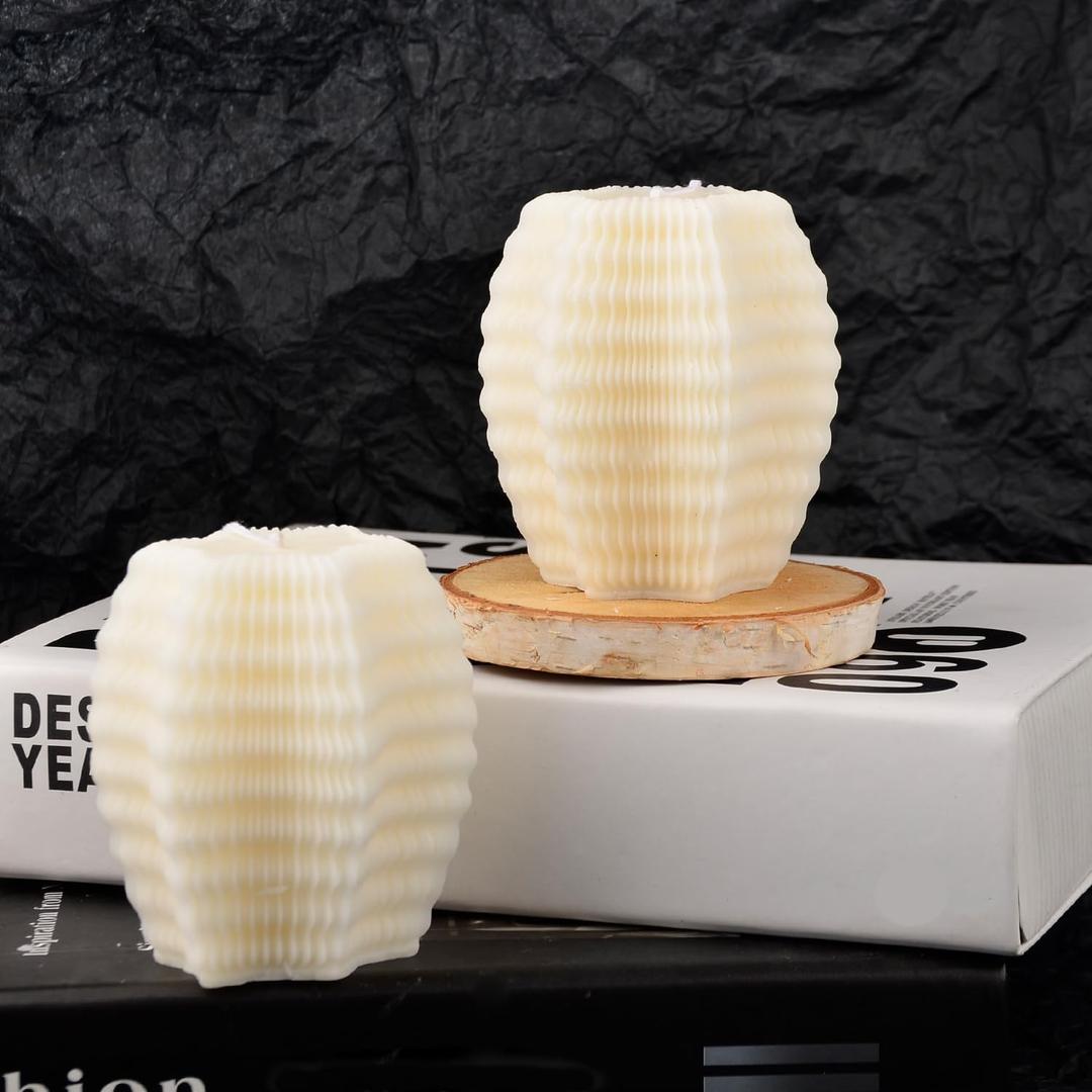 2 Pack Beautiful Soy Wax Ribbed Scented Candle for Home Decoration Birthday Gift Wedding Christmas (Style 3), JGDHFB-3278461