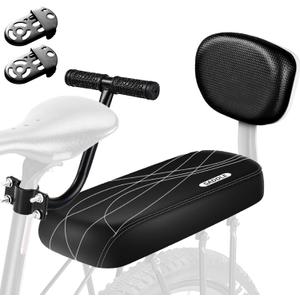 Bicycle Manned Cushion Mountain Bike Back Shelf Seat Cushion Manned Comfortable Saddle Children Back Seat (Black-Armsrest&Backrest)