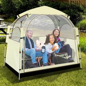 Eapele All Weather Shelter - Sports Tent with Detachable Top Cover and Sealed Floor for 1-2 People - Windproof and Rainproof Bubble Tent - 540 View and Mesh Windows