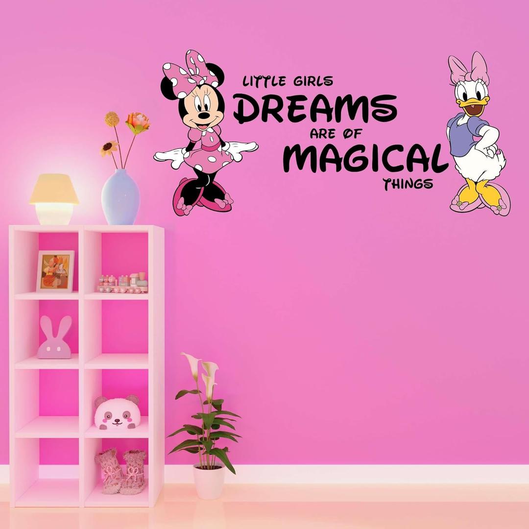 Daisy Cute Magical Dreams Minnie Pink Bow Little Girls Dreams are of Magical Things Cartoon Design Child's Bedroom Wall Decoration - Size: 40 Inches X 20 Inches