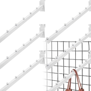 WRINGKIT 6 Pack Gridwall Waterfall Hooks, 15.8 Inch Waterfall Faceout with 6 Balls, White Gridwall Clothes Hanger, Heavy Duty Wire Wall Grid Panel Hook for Garment Retail, Home, Garage