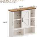 Bathroom Wall Cabinet, Farmhouse Medicine Cabinet with Doors, White & Brown, 31.5 x 29.65 x 7.87 inches
