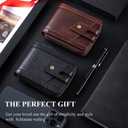 Genuine Leather Men's Wallet with Zipper Vintage RFID Blocking Large Capacity Wallet for Men with 11 Credit Card Slots and 1 ID Window (Black)