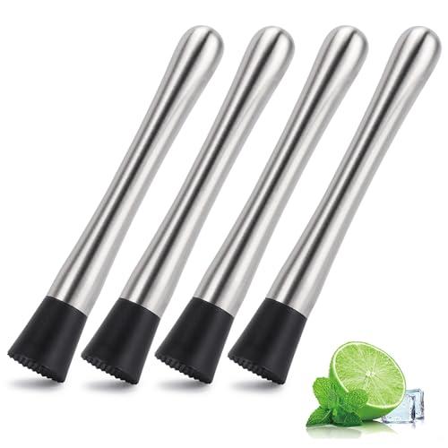 Amazon.com: 4 Pack Muddlers for Cocktail 304 Stainless Steel Fruit Crusher 9.8" Long Ice Crusher for Bar Party and Home: Home & Kitchen
