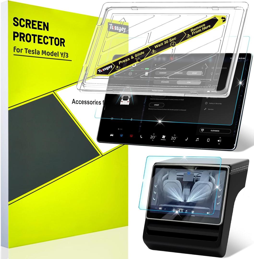 Tesla New Model Y Juniper & Model 3 Highland Screen Protector MatteNo More Glare & FingerprintPremium Tempered Glass Protector with Alignment Kit, Model 3 (2024~2026)/New Model Y Juniper Accessories