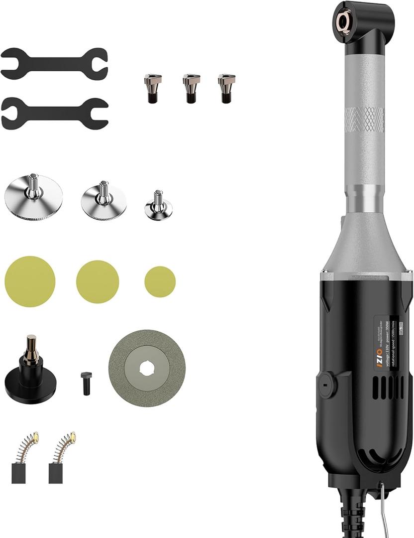 IZIO Multi-Purpose Electric Die Grinder Kit - 6 Variable Speed Polisher & Sander, Compact 1" Rotary Angle Grinder for Metal/Wood Crafting, DIY & Professional Grinding Tool (Black)