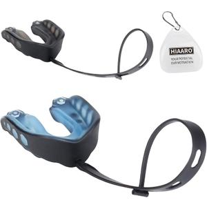 2-Pack Football Mouthguard with Straps and Case, Youth Sports Mouth Guard for Rugby, Hockey, Boxing, MMA, Basketball, Size S