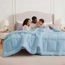 Bedsure Comforter Duvet Insert - Quilted Comforters Oversized King, All Season Duvet, Gentle Soft Down Alternative Bedding, with 8 Tabs, Gifts for Women/Men, Cream, Oversized King 116 x 98 Inches, Aqua