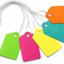 Color Marking Tags #7 with String Attached - Pack of 500 (2-1/4" x 1-7/16") – Colorful Pre-Strung Cardstock Labels, Multicolor Durable Paper Tags