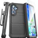 Encased for Samsung Galaxy A16 5G Case with Belt Clip Holster (Falcon Series) Full Body Protective Phone Cover, with Tempered Glass Screen Protector (Black)