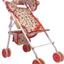 My First Baby Doll Stroller for Toddlers 3 Year Old Girls, Little Kids | Toy Stroller with Bottom Storage Basket, Foldable Frame, Canopy, Seatbelt