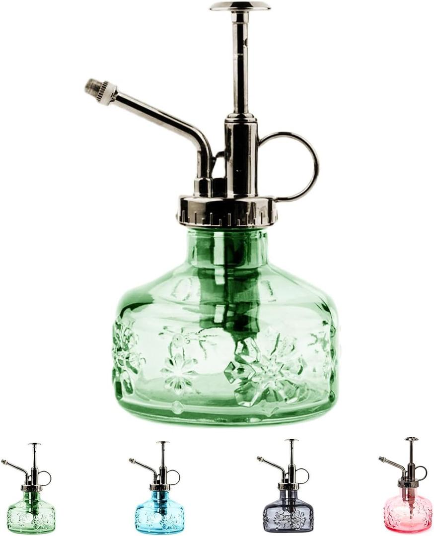 XXXFLOWER Glass Plant Mister Spray Bottle for Indoor Plant Spritzer Succulent Watering Bottle (Green)