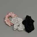 Silk Scrunchies for Hair 100% Mulberry Silk Hair Ties 3 Pack(Black, White, Pink) (01Black, White, Pink)
