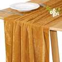JALANCY Velvet Table Runner 20 x 120 Inches 10ft Luxurious Thick Soft Velvet Christmas Thanksgiving Wedding Reception Table Runner for Party Reception Decorations(Gold, 1 Pack)